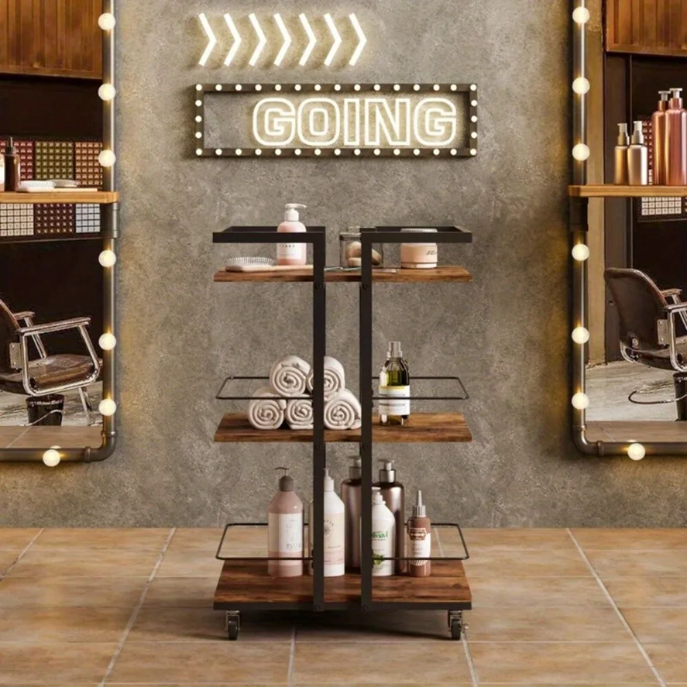 

3-Tier Salon Spa Styling Station Trolley Equipment Rolling Storage Tray Cart