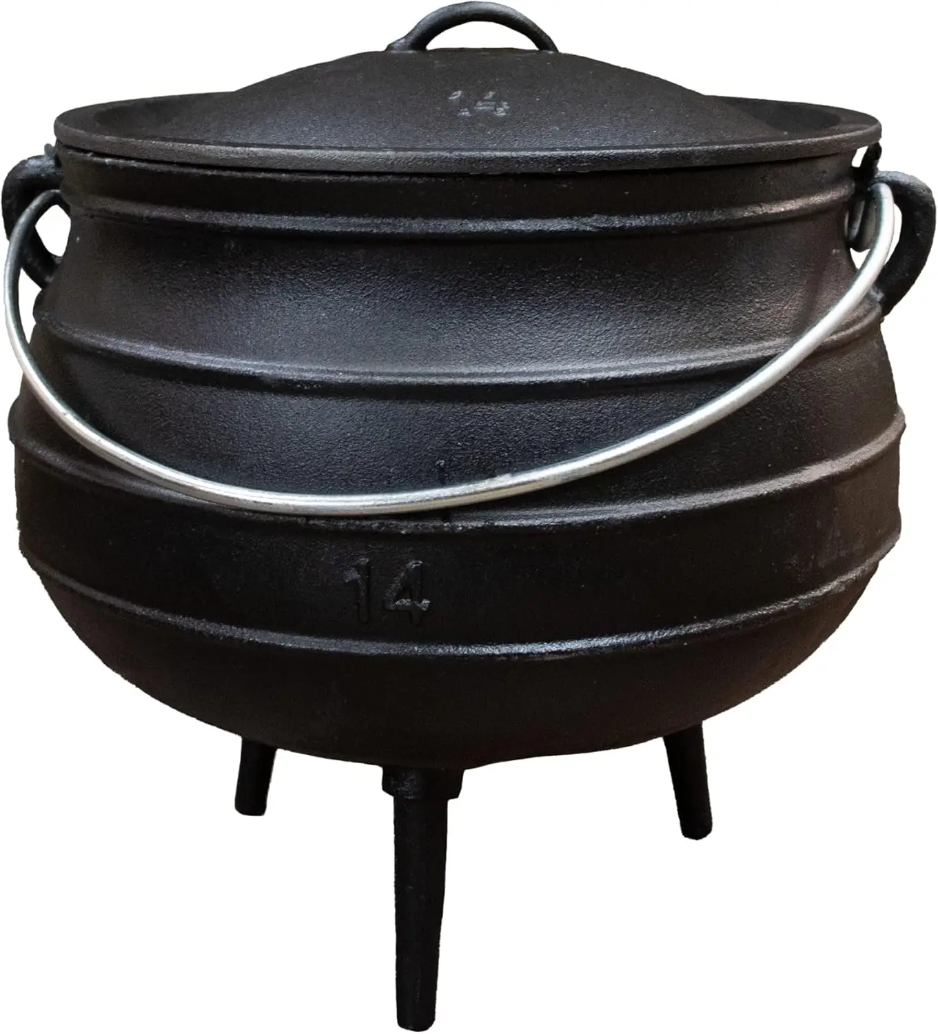 

Campfire Cooking Kettle Pot - Cast Iron Potje Dutch Oven with 3 Legs and Lid, 16 inch, 9 gallon