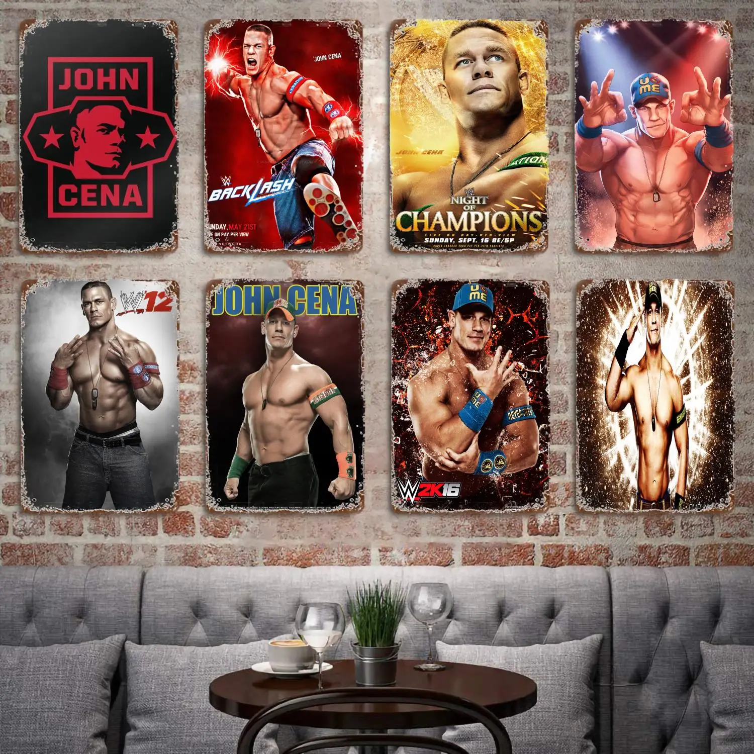 

John Cena Wrestler Bodybuilder Rapper WWE Poster Vintage Tin Metal Sign Decorative Plaque for Bar Man Cave Club Wall Decoration