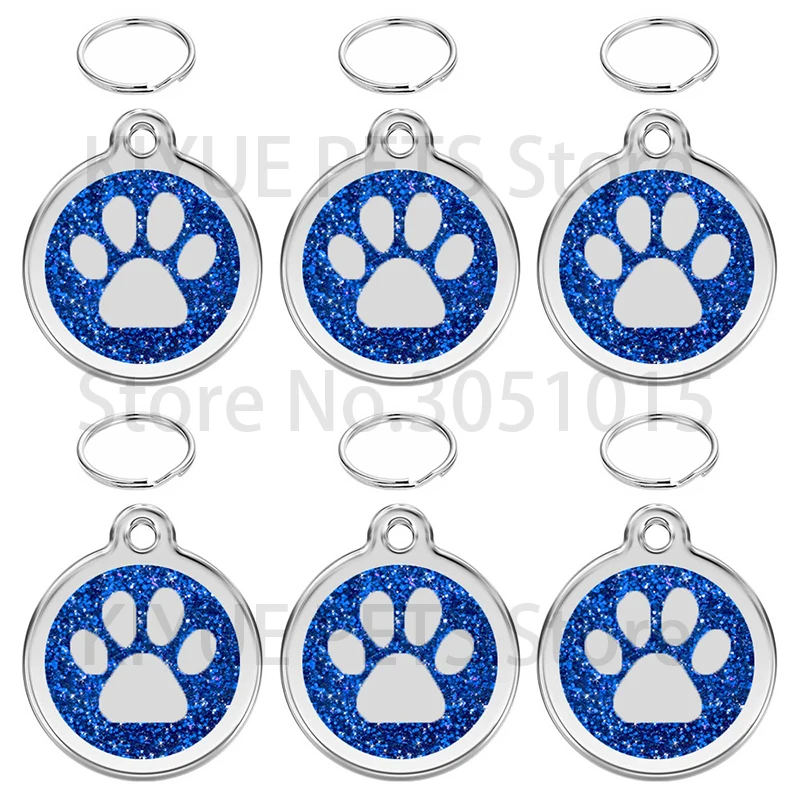 Wholesale 20Pcs Dog ID Tag Paw Tags Custom Personalized Cat Collar Pendant Engraved Pet Necklace Chain Charm Blank Tag For Name