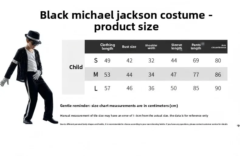 Michael Jackson Kids Clothes Halloween Cosplay Birthday Party Dance Performance Children's Costume Pop Star Boys Girls Outfits