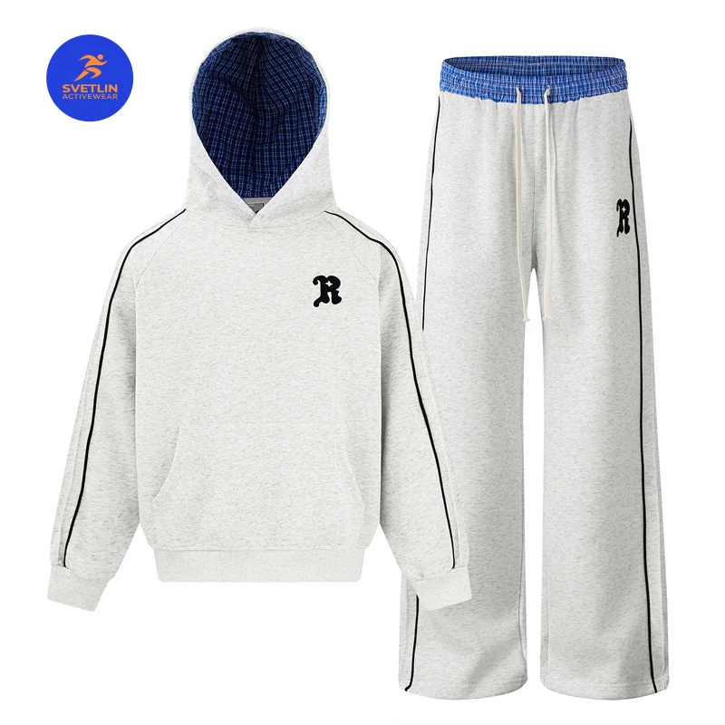 W2EJOURNEY High Quality EU US Size Outdoor Wear Oversize Hoodie Wide Leg Sports Tracksuit For Men And Women