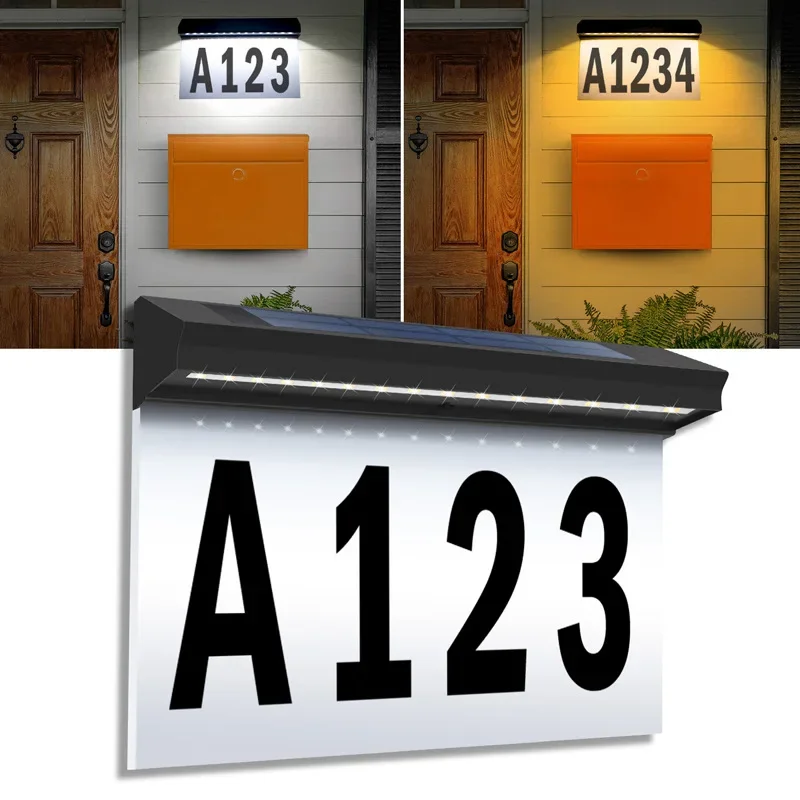 Outdoor Solar Lamp House Number Doorplate Address Sign Plate Porch Lights with Solar Wall Decoration Sconce Waterproof Lawn Lamp