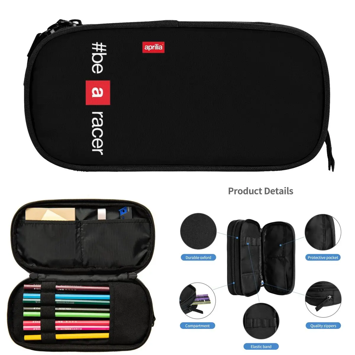 A-Aprilia Be A Racer مقلمة للطلاب صندوق القلم المدرسية حقيبة أقلام رصاص سعة كبيرة حقيبة أقلام رصاص تخزين لوازم مكتبية
