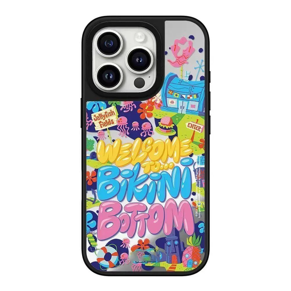 

Creative Cartoon Underwater World Mirror Black Border Magnetic Phone Case Cover for IPhone 16 ~ 14 Pro Max Case