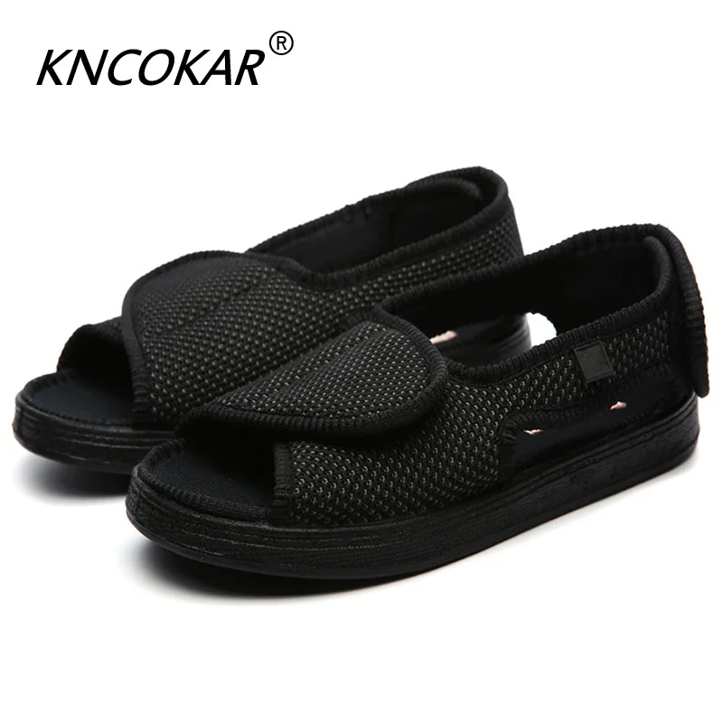 

Новые летние широкие туфли с широкой обувью, опухлыми ногами и широким пальцем, регулируемой безопасностью для отдыха и удобной тканевой обувью.