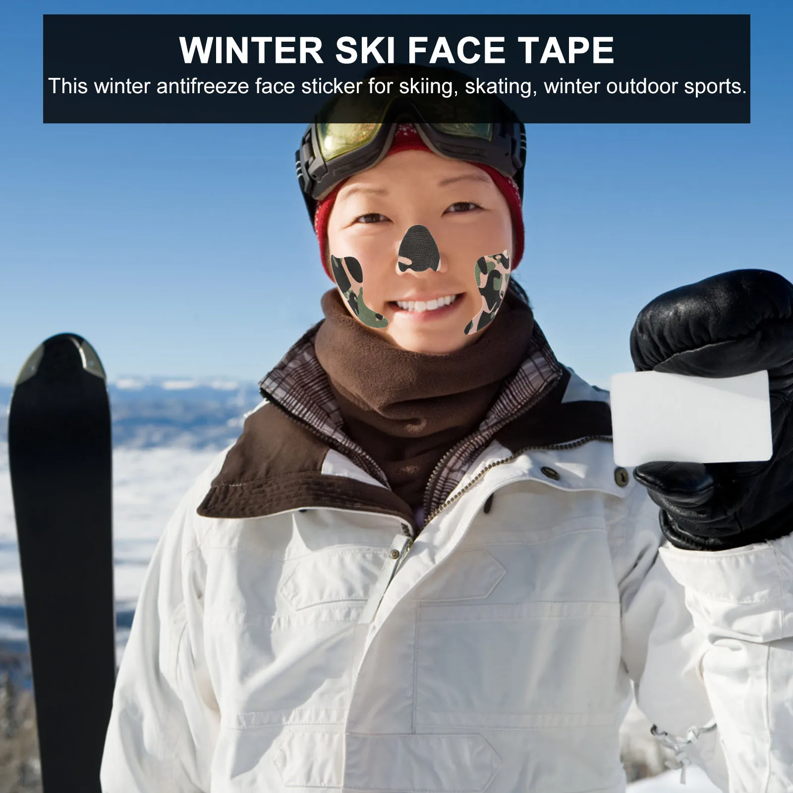 

3 Sets Winter Face Protective Stickers Antifreeze Windproof Facial Tape For Skiing Skating Outdoor Sports Pre-Cut Breathable