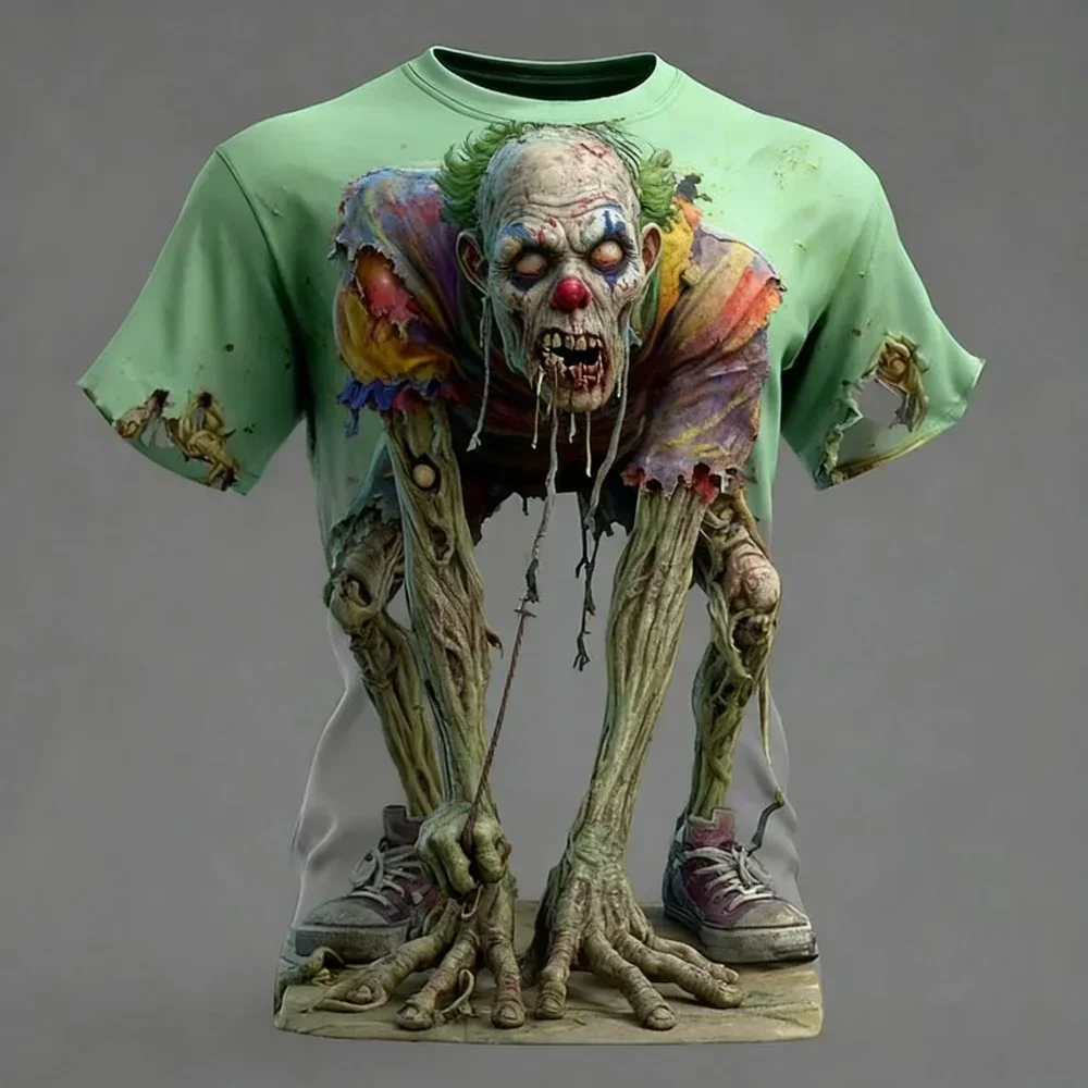 Halloween Kreatives Horror-Zombie-3D-Druck-T-Shirt für Männer und Frauen, modisches Street-Party-Casual-Familienfreundliches Kurzarm-T-Shirt – Detail 2