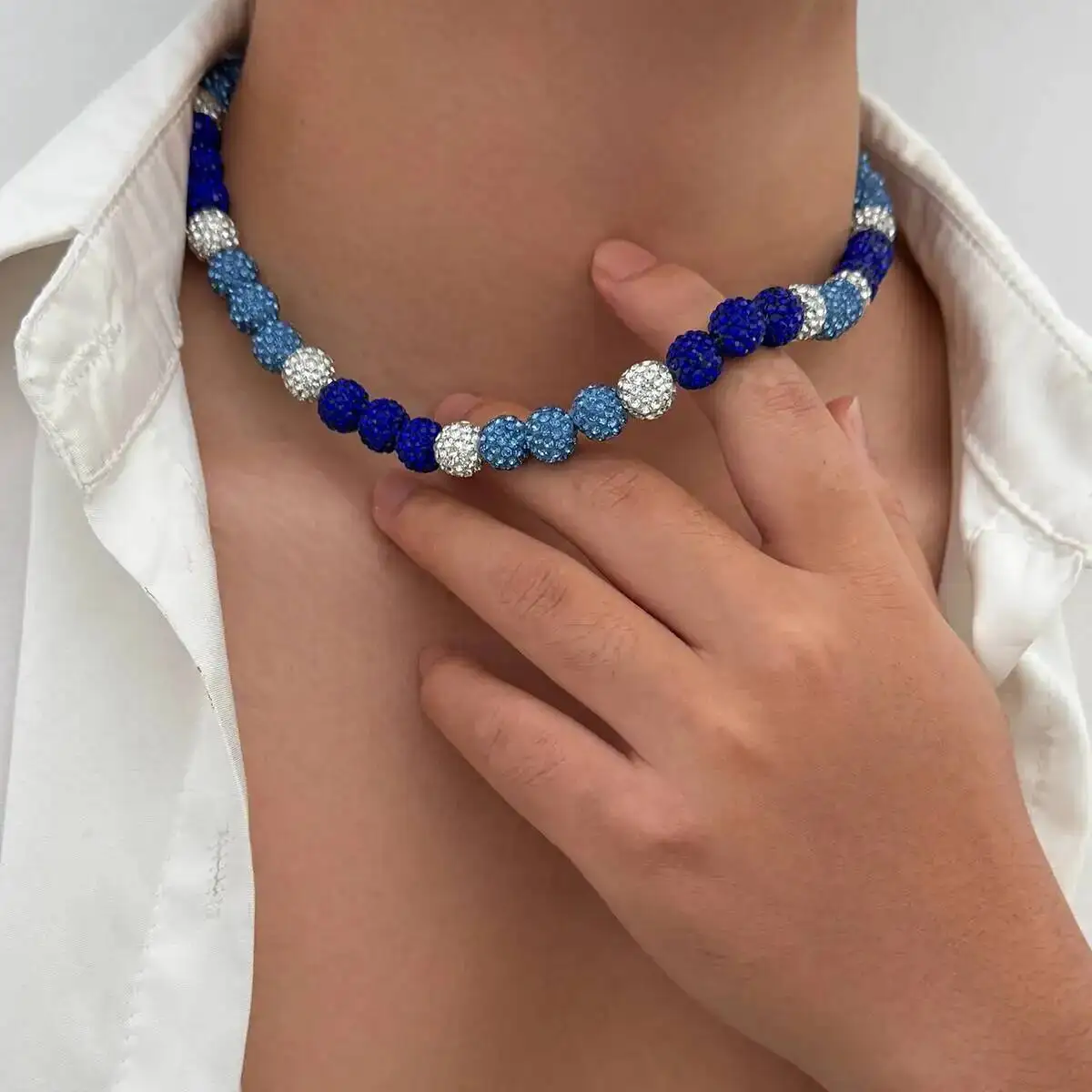 IngeSight.Z Trendy Bunte Acryl Perlen Halsband Halskette Männer Hip Hop Handgemachte Strass Schlüsselbein Kette Schmuck Paar Geschenke