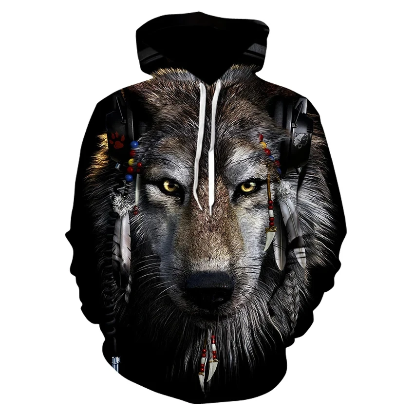 

Halloween Horror Lone Wolf Element 2024 Y2K Winter Warm Hoodie Fashion Pullover Casual Trend Fashion Top Hooded Adult Fashion