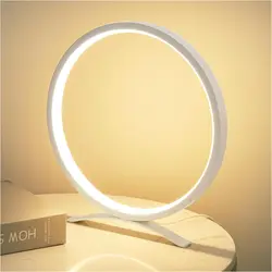 Metal Circle Ring Table Lamps Bedside Lamp for Nightstand Modern Minimalist Lamps/Led Warm Light for Bedroom/Living Room,10 Inch