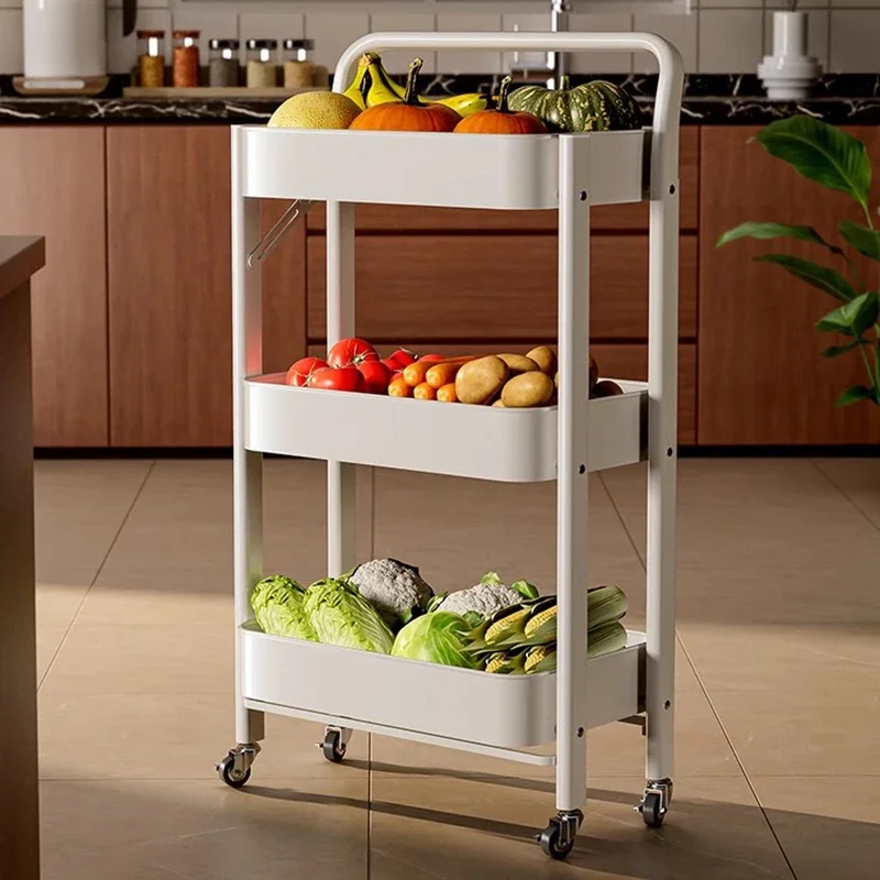 Folding Trolley Storage Rack Multi-layer Storage Movable Bathroom Storage Floor Standing Book Rack Salon Furniture