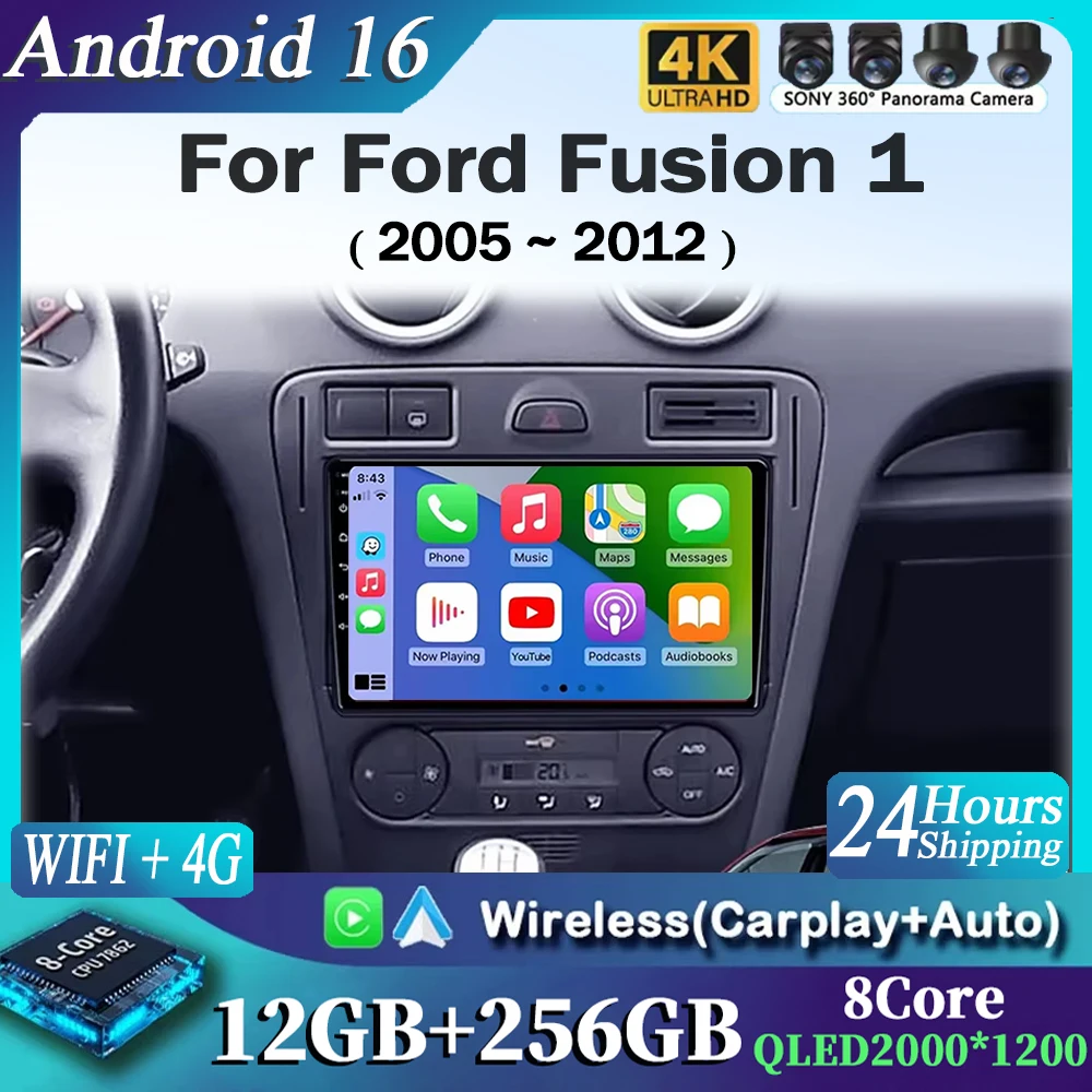 

Автомагнитола Android 16 CarPlay для Ford Fusion 1 2005-2012, мультимедийный видеоплеер, навигация, GPS, Android, Wi-Fi, 4G