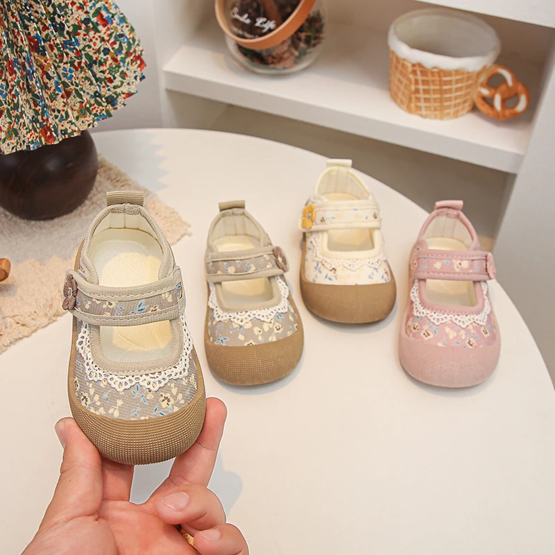 Mumoresip Toddler Flat Shoes Sweet Floral Kids Walking Shoes Toes Capped Soft Sole 2026 Brand New Baby Casual Shoes Non-slip
