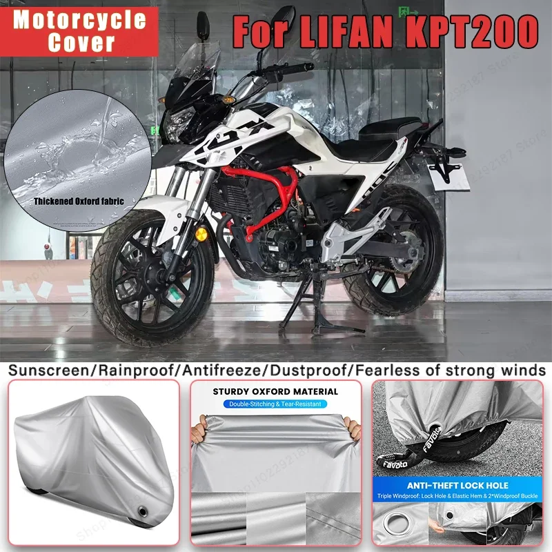 

For LIFAN KPT200 No Ear Motorcycle Cover - Outdoor Full Body Protection, Waterproof Dustproof Sunscreen Moto Accessories