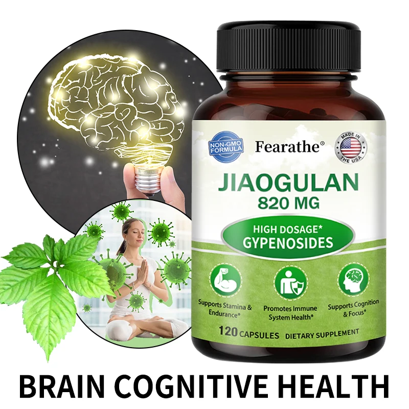 Cápsulas de Extracto de Jiaogulan con Extracto de Pimienta Negra, Antioxidante Natural, Alivia el Estrés, Mejora el Metabolismo, Apoyo al Bienestar Corporal