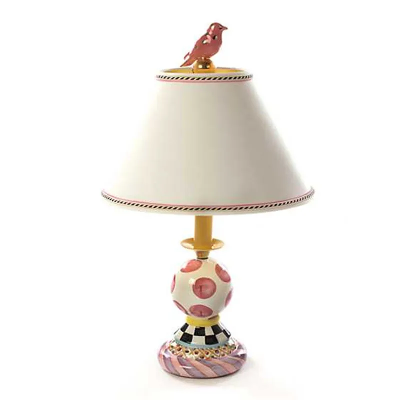 

Pale Pink Pop Pattern Ceramic Bird Table Lamp Bedroom European Decorative Bedside Lamp