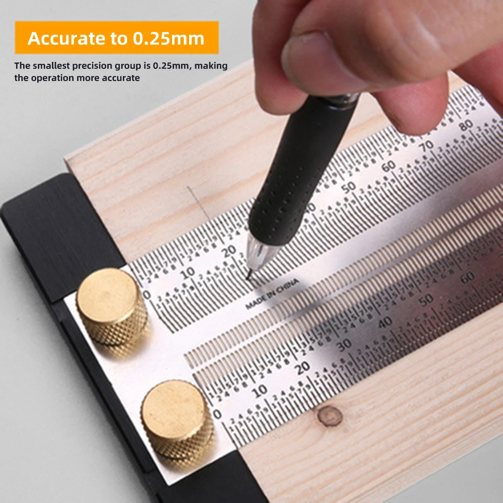 High-precision T Type Line Ruler Stainless Steel Woodworking Scriber Measuring Carpentry Marking Gauge Carpenter Measuring Tools