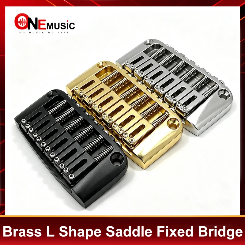 Fixed Bridge with Brass L-Shape Saddle 88x45MM String Spacing 10.7MM Hardtail Bridge String Body Through for Electric Gutia