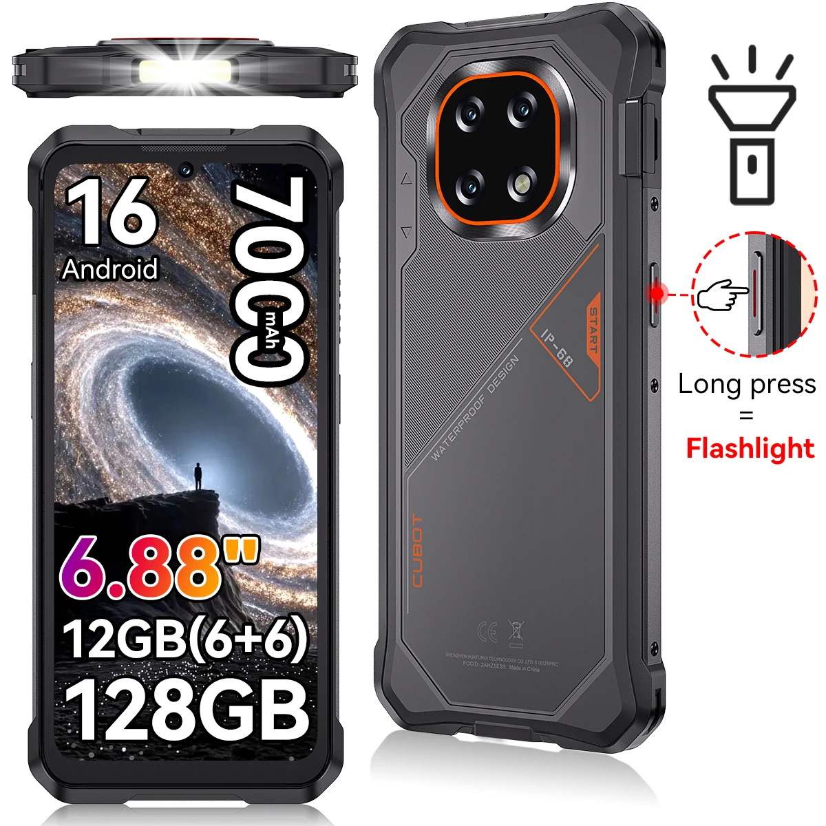 [Verzending vanuit Polen] Robuuste smartphone Cubot KingKong ES 5, Android 16,tot 12GB RAM (6+6GB) + 128GB ROM, 6,88-inch 120Hz-scherm, 7000mAh, NFC, gezichts- en vingerafdrukherkenning, 64MP+16MP,