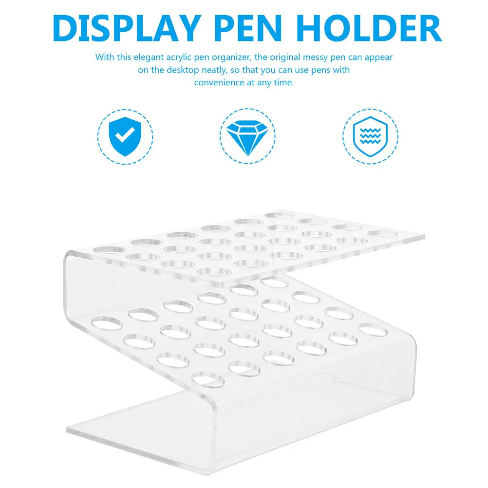 2 قطعة حامل قلم أكريليك شفاف حامل شفاف 24 فتحة عمودي أفقي قلم رصاص عرض منظم لمكتب المنزل مكتب مخزن #5