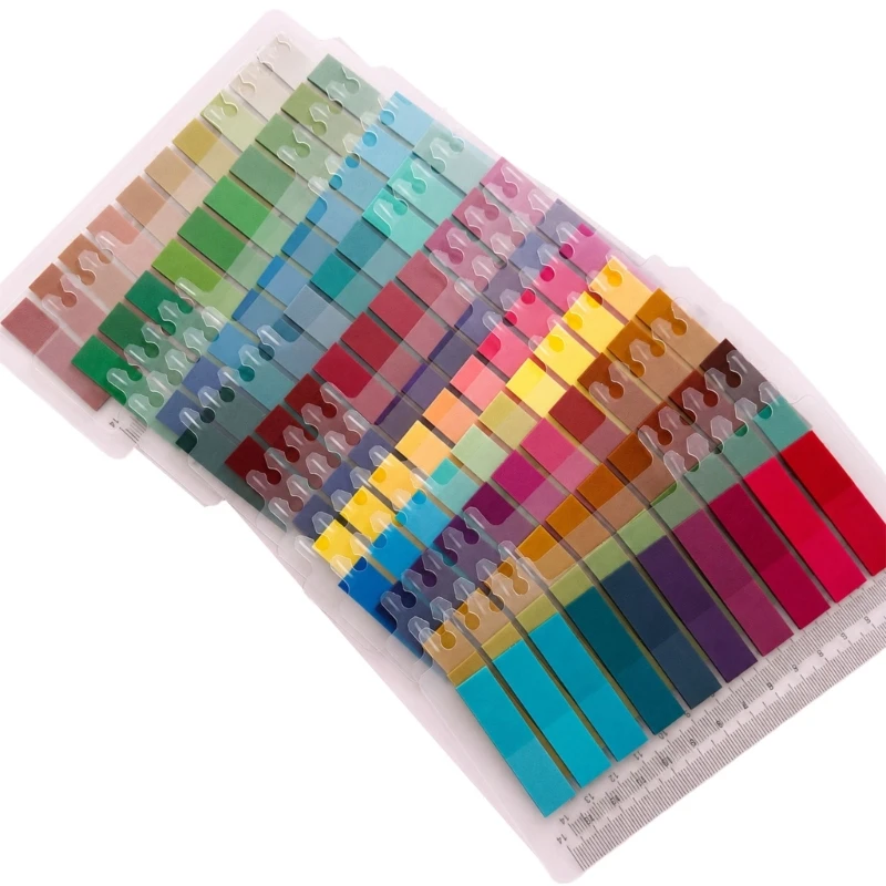 Adhesive Page Flags with Assorted Color, Writable Transparent Index Markers for Textbooks, Notebooks, Documents, and Files, F19E