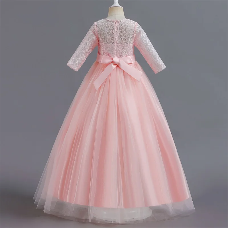 Girls Elegant Dresses Lace Flower Bridesmaid Holiday Dress 2024 Pageant Party Princess Dress First Communion Formal Long Gown