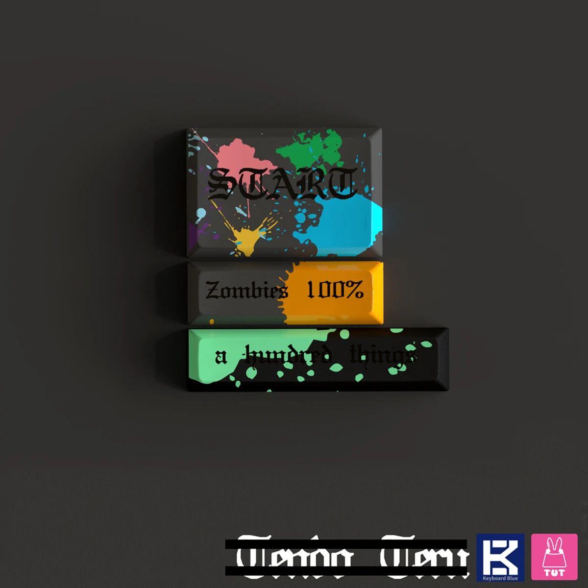 Teclado Azul Zom Tema Key Caps, Sublimação Térmica PBT, Cherry Altura Keycaps, Anime Estilo Graffiti Zombies, 100% DIY Personalizado