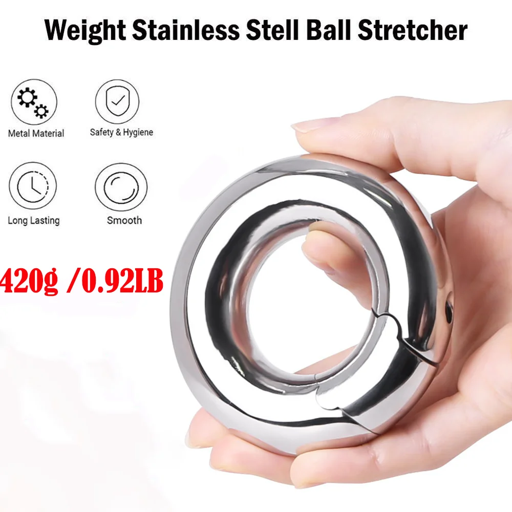 Stainless Steel Ball Stretcher Lock testicle Ring Scrotum Squeeze Ring BDSM Penis Restraint Stainless Steel Sex Toys for Men