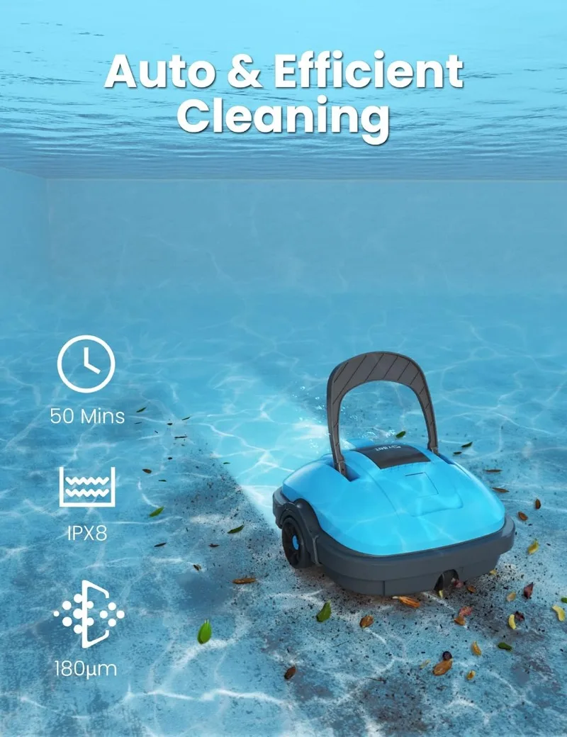 WYBOT Cordless Robotic Pool Cleaner, Automatic Pool Vacuum, Powerful Suction, Dual-Motor, Up to 525 Sq.Ft -Osprey200 (Blue)