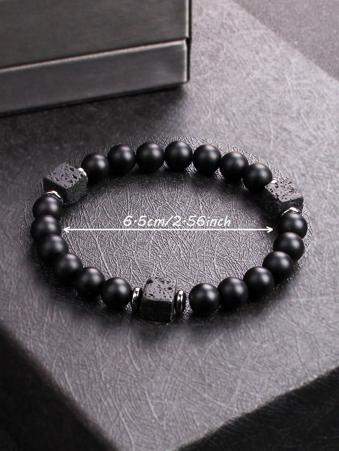 Black Matte Onyx with Cube Lava Bracelet Women Yoga Balance Energy Stretch Bracelet Men Natural Gemstone Energy Healing Jewelry
