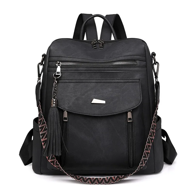 

Nesitu Vintage Large Capacity A4 Black Brown Blue Pink Grey PU Leather Men Women Backpack Girl Female Travel Shoulder Bag M0377