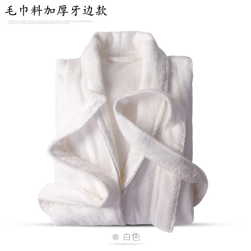 Terry Robe Women 100% Cotton Bathrobe Lovers White Robes Men Bathrobe Solid Towel Fleece Long Sleepwear Bridesmaid Robe Blue