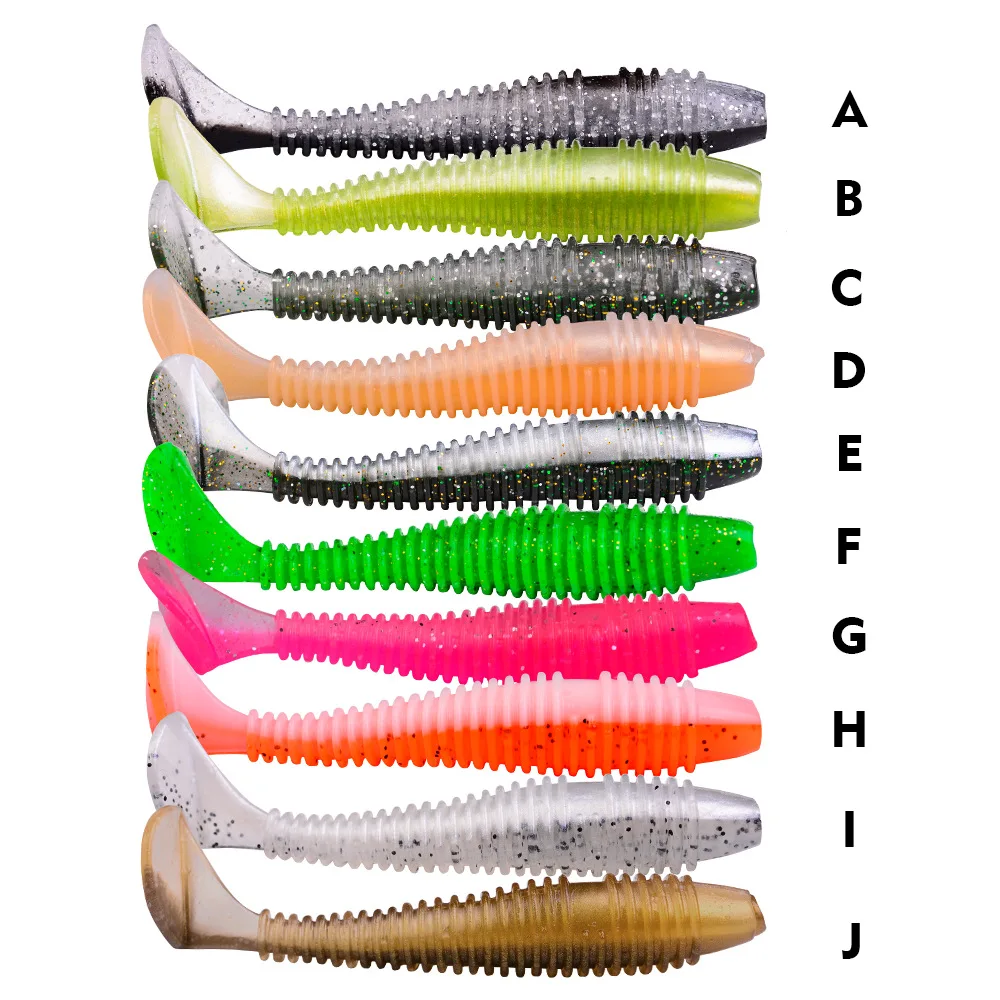 

Sea Yolo ,10Pcs/Pack,1.8g/3g/3.2g, Colorful T-Tail Two Color Spiral Pattern Soft Fishing Bait Artificial Bait For Mandarin Fish