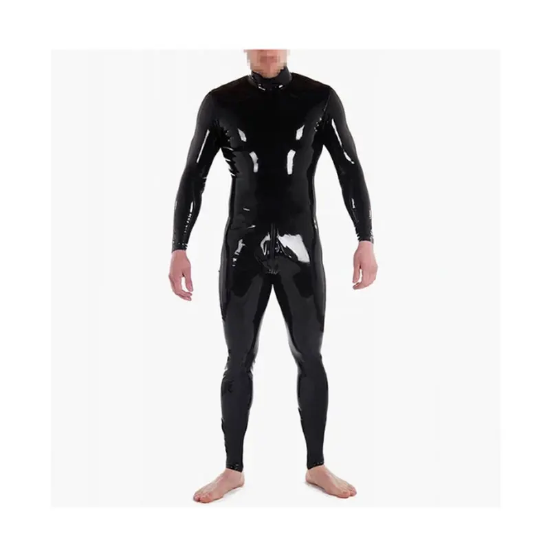 

Handmade sexy tight fitting Neck Entry Black Latex Tights Bodysuit Catsuit Zentai with Crotch Zipper Customize