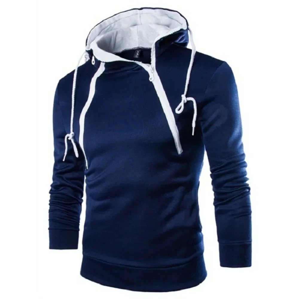 Men's Long Sleeve Sweatshirts for Men Casual Slim Fit Zipper Hooded Pullover High Neck Sweatshirt Men Tops Hoodies Male