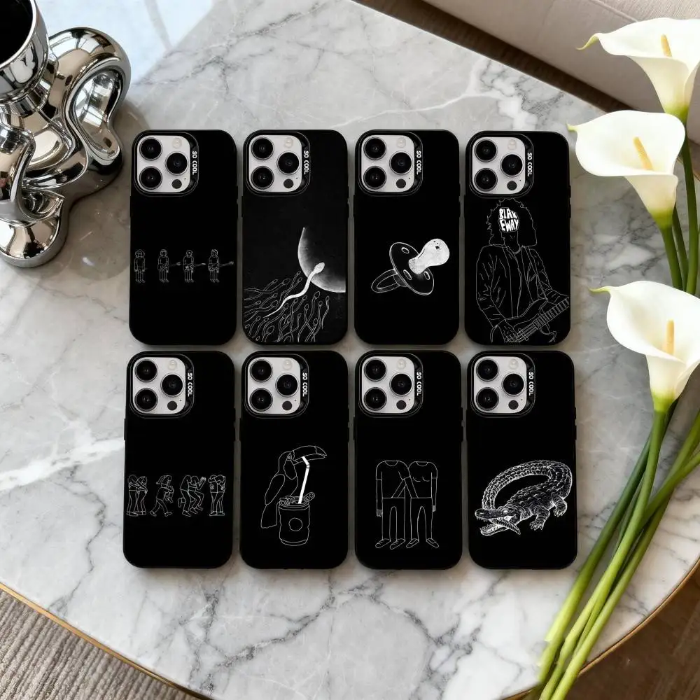 

C-Catfish And B-Bottlemens Phone Case For iPhone17,16,15,14,13,12,11 Plus,Pro Max Black Candy Silver Plated Cover
