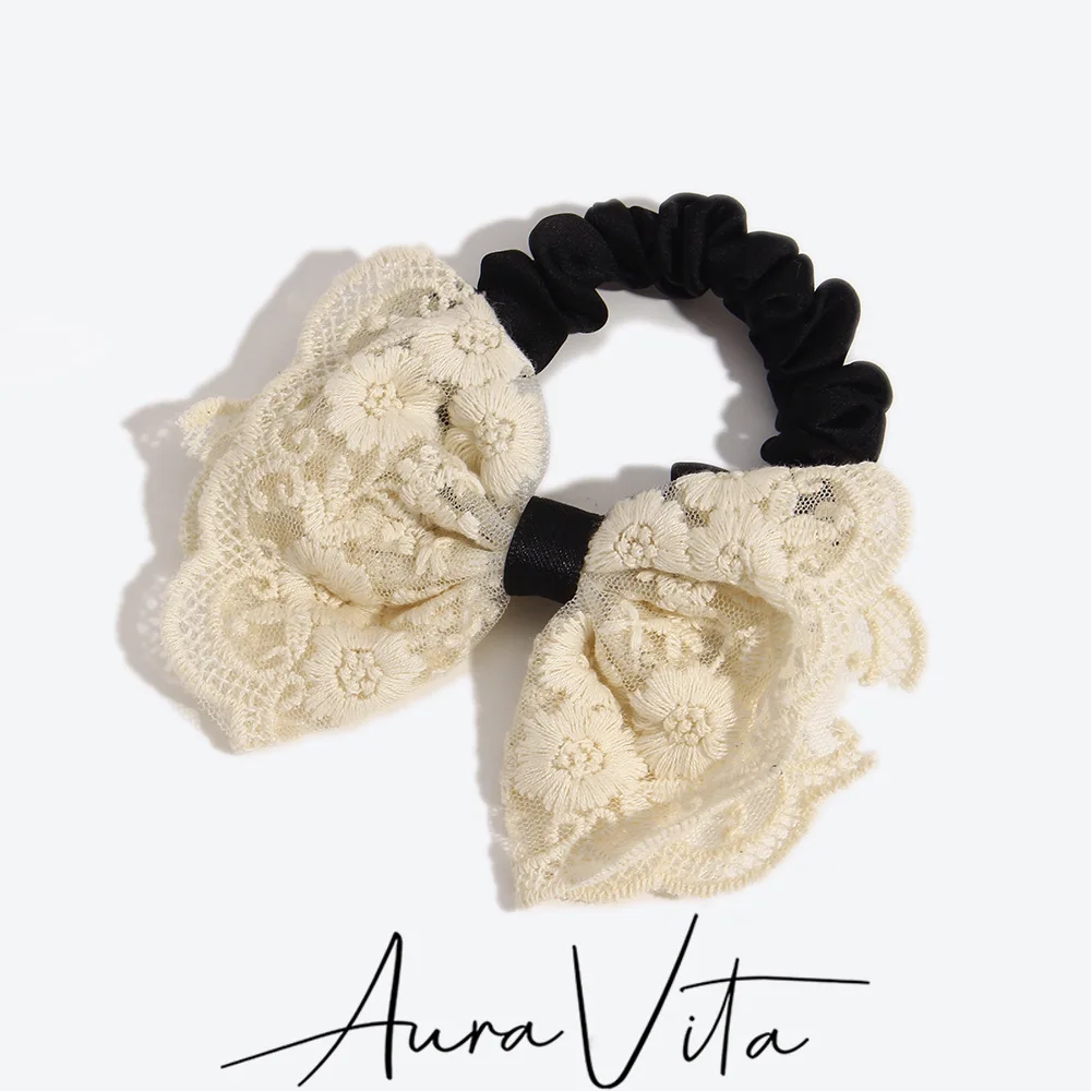 

AuraVita Lace Flower Bowknit High Stretch Hair Tie Birthday Party Creative Hair Rope Women's Elegant Hair Accessories Wholesale