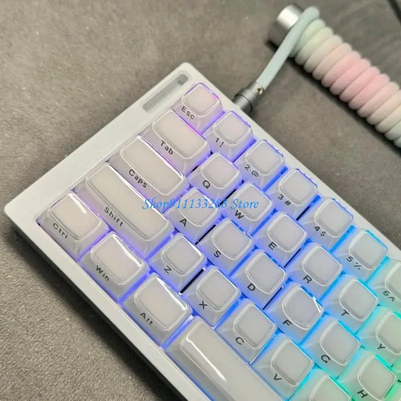 G88D Jelly MDA Height Keycap Set 132Keys with Side Printed for Mechanical Keyboard Replacement and Desk Setup Decoration