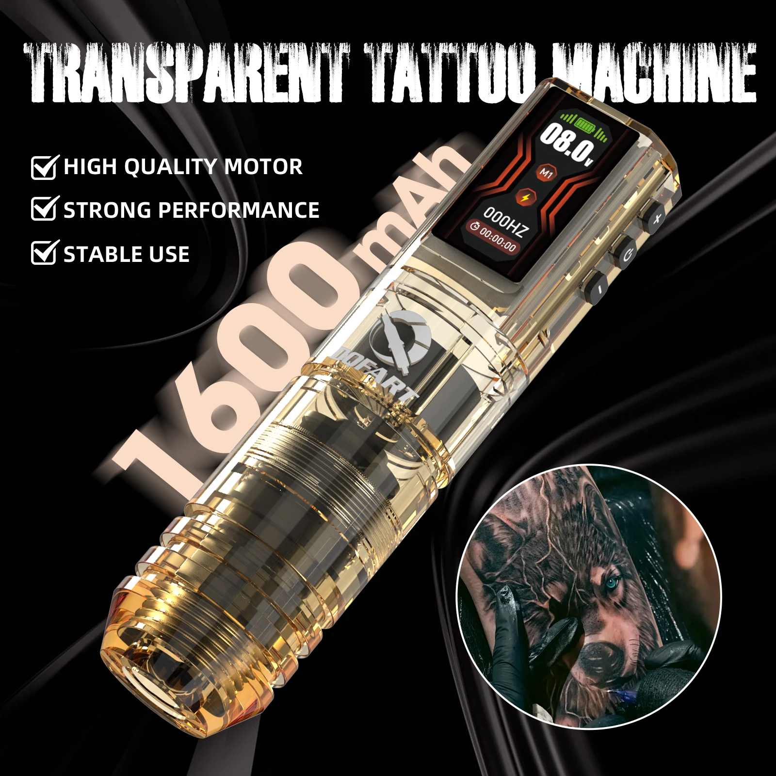 

DQFART New 1600mAh Wireless Tattoo Machine Tattoo Pen Suitable for Tattoo Beginners Tattoo Artists Tattoo Accessories