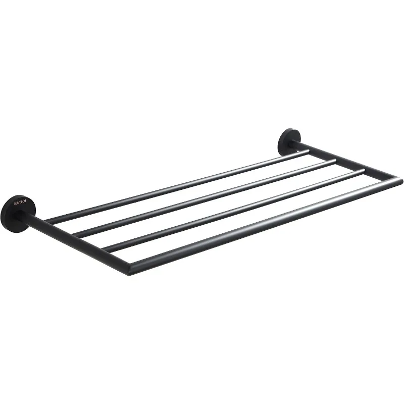 Towel Racks for Bathroom, Black Towel Shelf, Wall Mounted and Modern Hotel Style with Towel Bar 26Inch