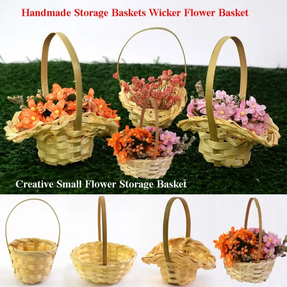 New Beautiful Handmade Flower Storage Basket Hand-Woven 5 Styles Storage Baskets Wicker Flower Basket For Plant Home Wedding