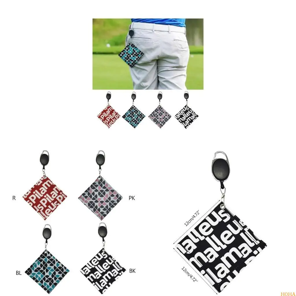 N0HA Square Mini Golf Ball Cleaning منشفة مقاومة للماء مع مشبك سلسلة مفاتيح قابل للسحب #1