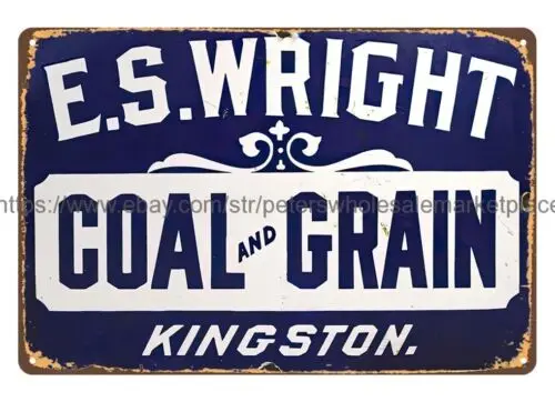 nostalgic Cottage Farm wall art E S WRIGHT COAL GRAIN metal tin sign