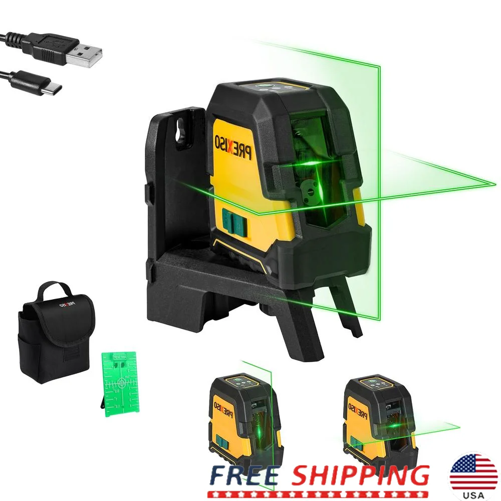 Self Leveling Green Laser Level Tool 100Ft Range Rechargeable Construction Home Tile Installation Vertical Horizontal Cross Line