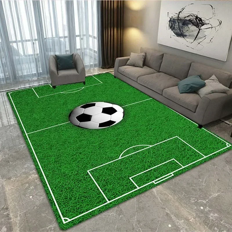 Football Field Pattern Bedroom Living Room Carpet Ball Sports Football Kitchen Floor Mat Home Decoration Non-slip Floor Mat