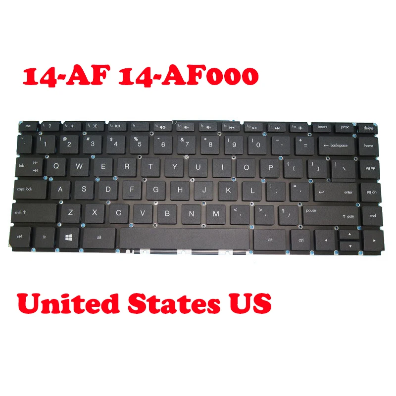 

Laptop Keyboard For HP 14-AF 14-AF000 14-AF005AU 14-AF010NR 14-AF114AU 14-AF117AU Black Without Frame United States US