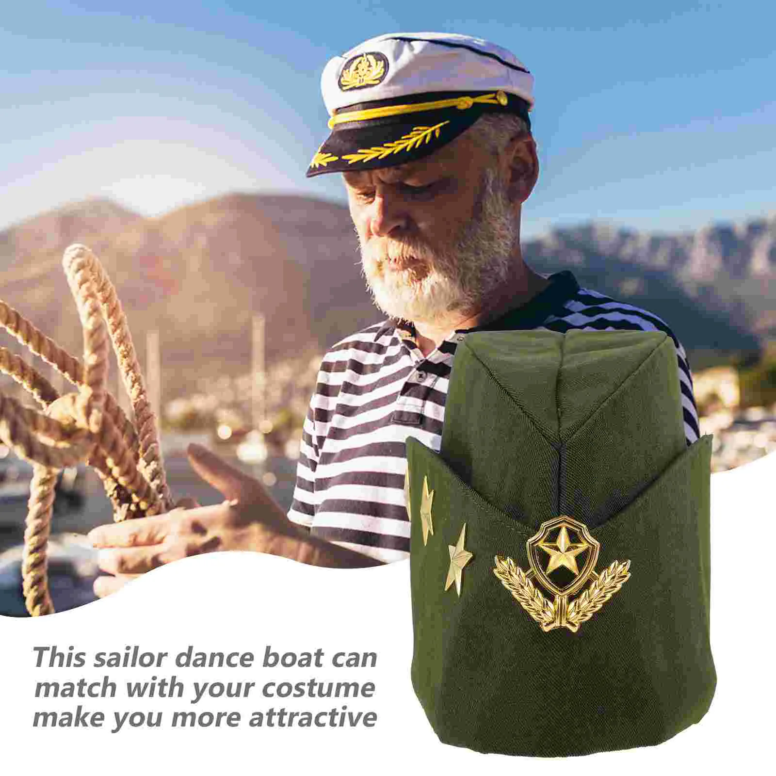 Boat Cap Captain Hat Adult Men Women Caps for Sailor Dance Dress Up Props Party Costume Accessory Camouflage