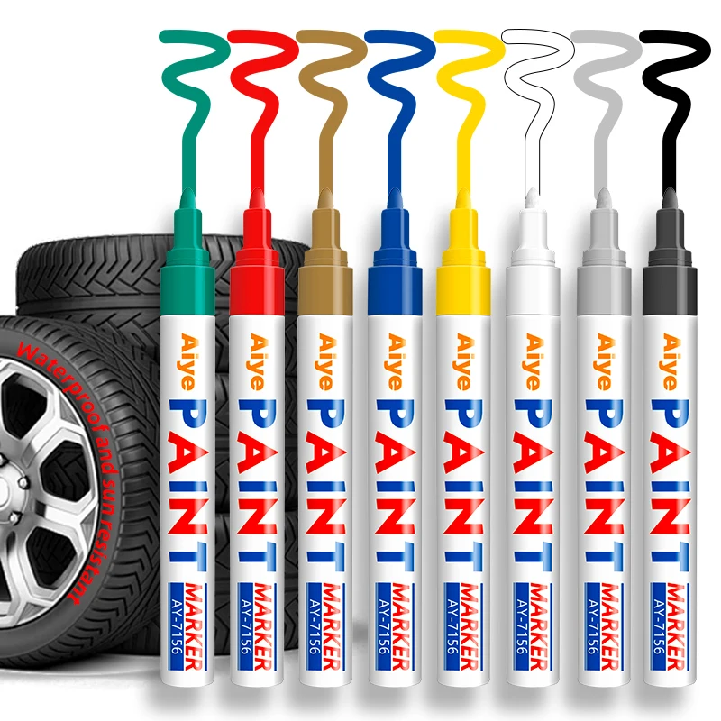 

8 Color Waterproof Cars Wheel Tire Oily Pen Auto Rubber Tyre Colorful Permanent Paint Pen Graffiti Touch Up Paint Marker