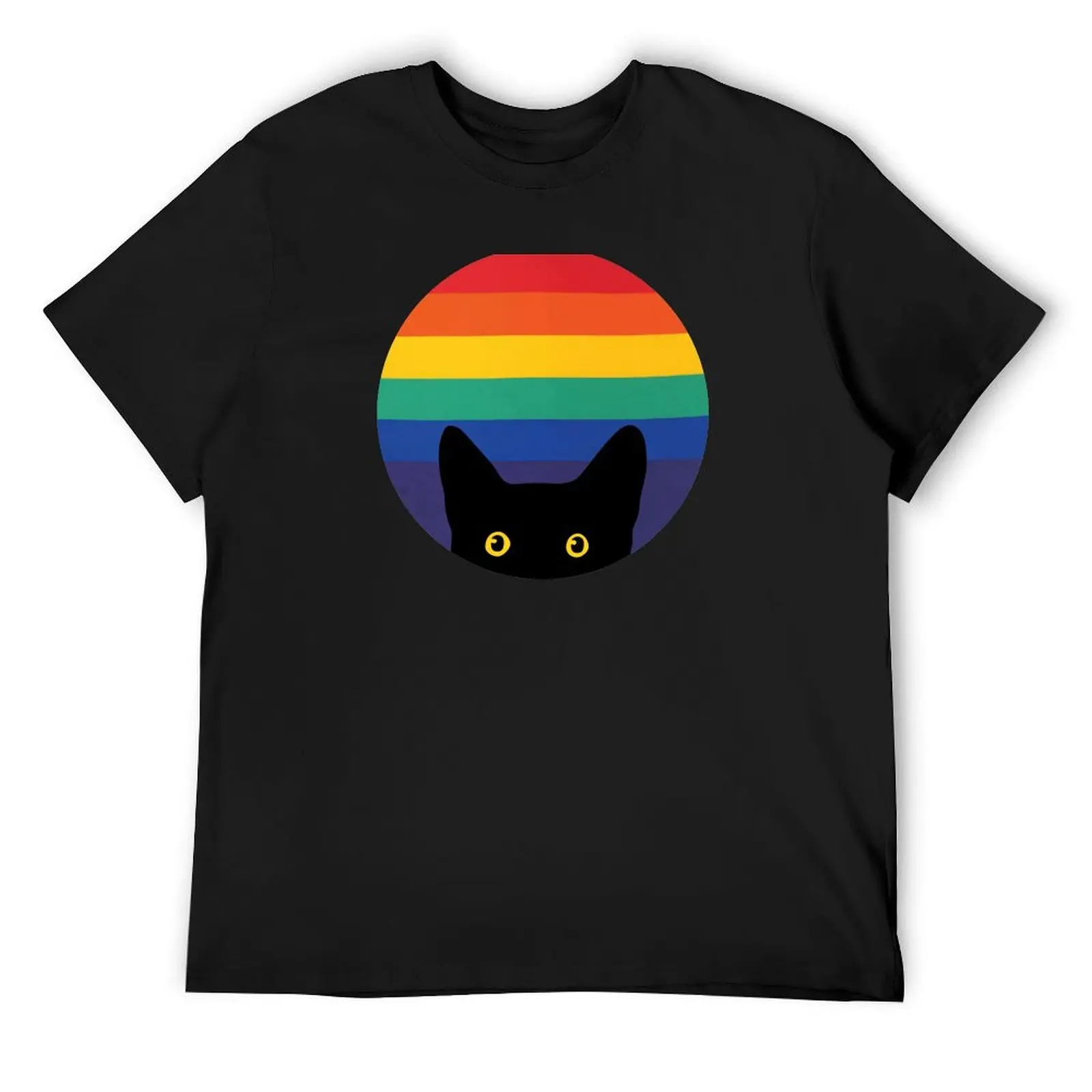 

Peeking Cat in Rainbow Circle T-Shirt graphic shirts boys animal print mens white t shirts